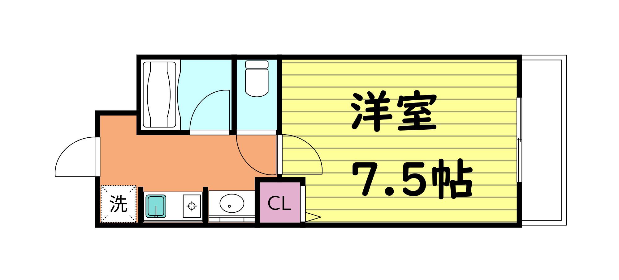 シャンテ21(1K/3階)の間取り写真