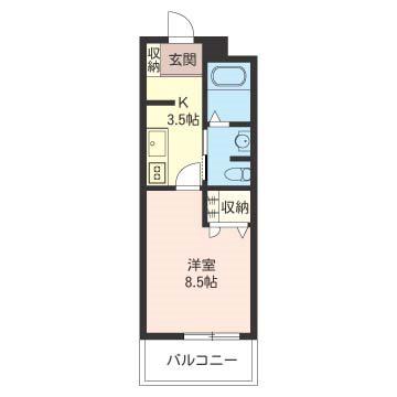 アーク・プランドール(1K/3階)の間取り写真