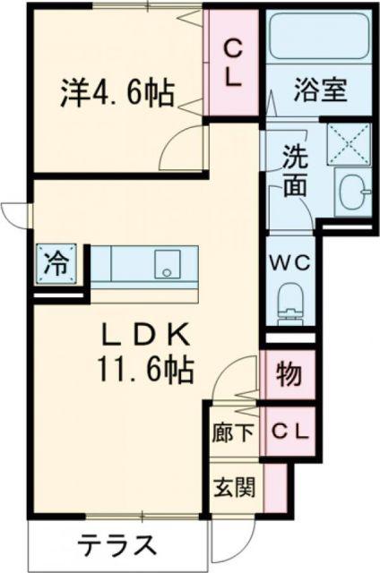 サンライズ東 A棟(1LDK/1階)の間取り写真