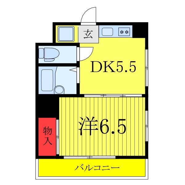 メゾン王城(1DK/6階)の間取り写真