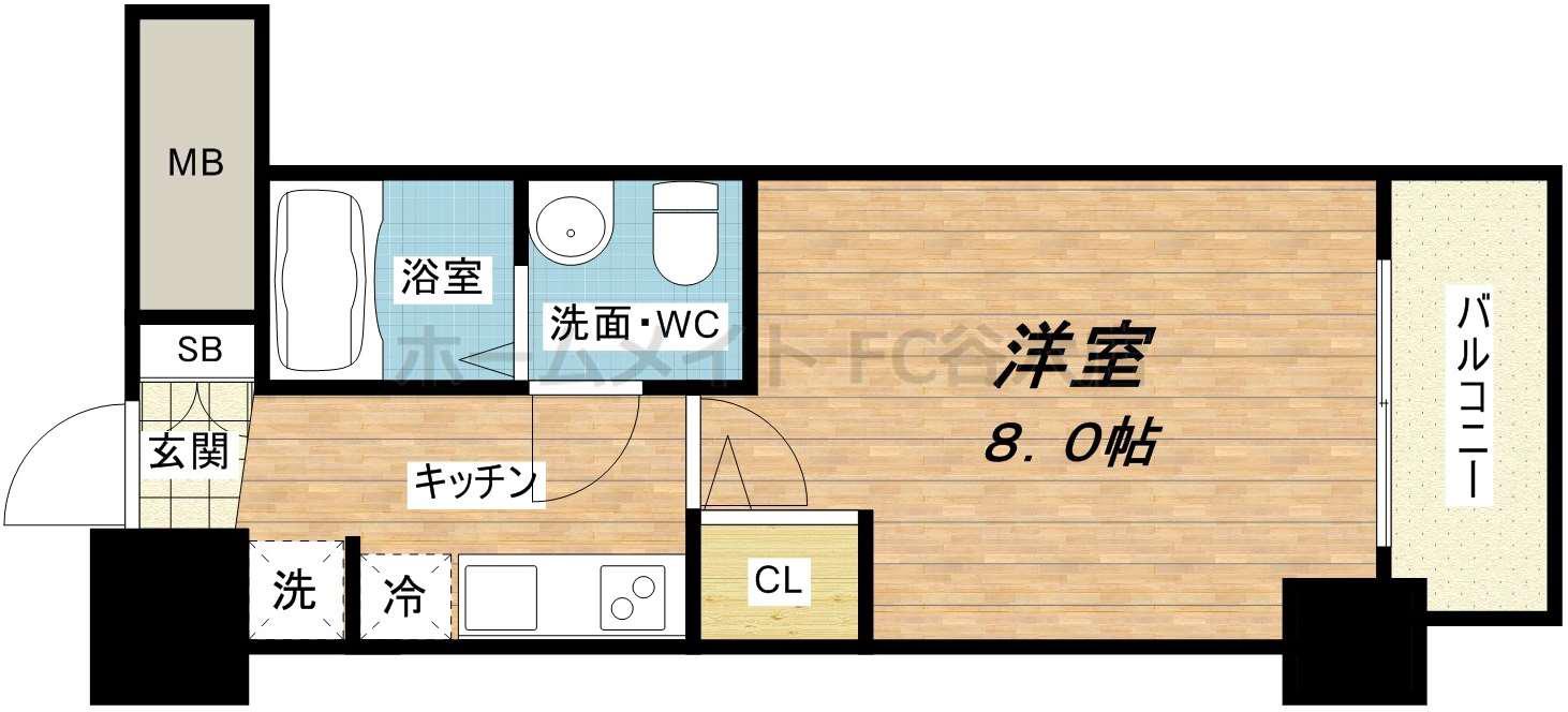 SERENITE堺筋本町SUD(1K/2階)の間取り写真