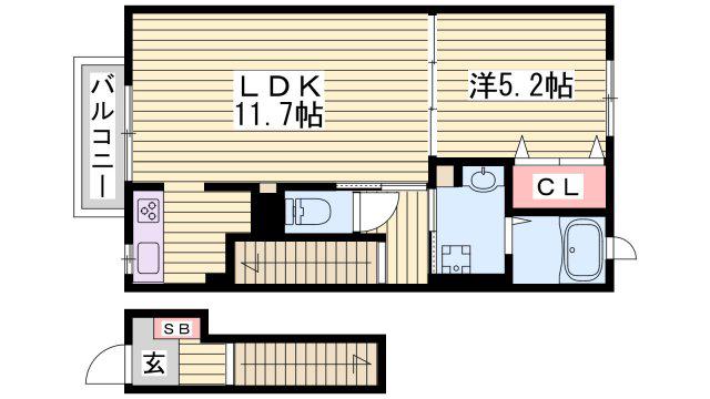 アンソレイユIII(1LDK/2階)の間取り写真