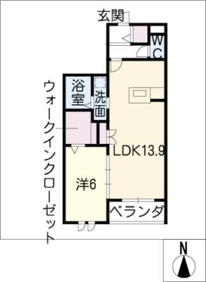 アークヒルKS(1LDK/2階)の間取り写真