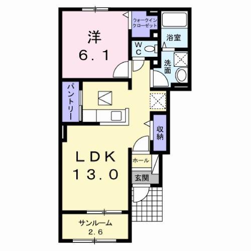 シャルマン(1LDK/1階)の間取り写真