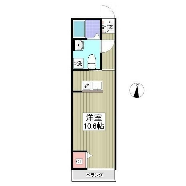 MSテラス(ワンルーム/2階)の間取り写真