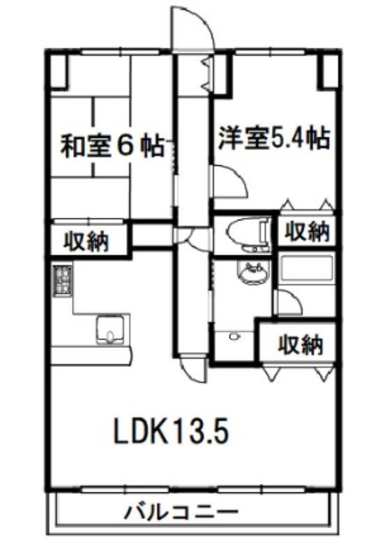 メビウスエース(2LDK/1階)の間取り写真