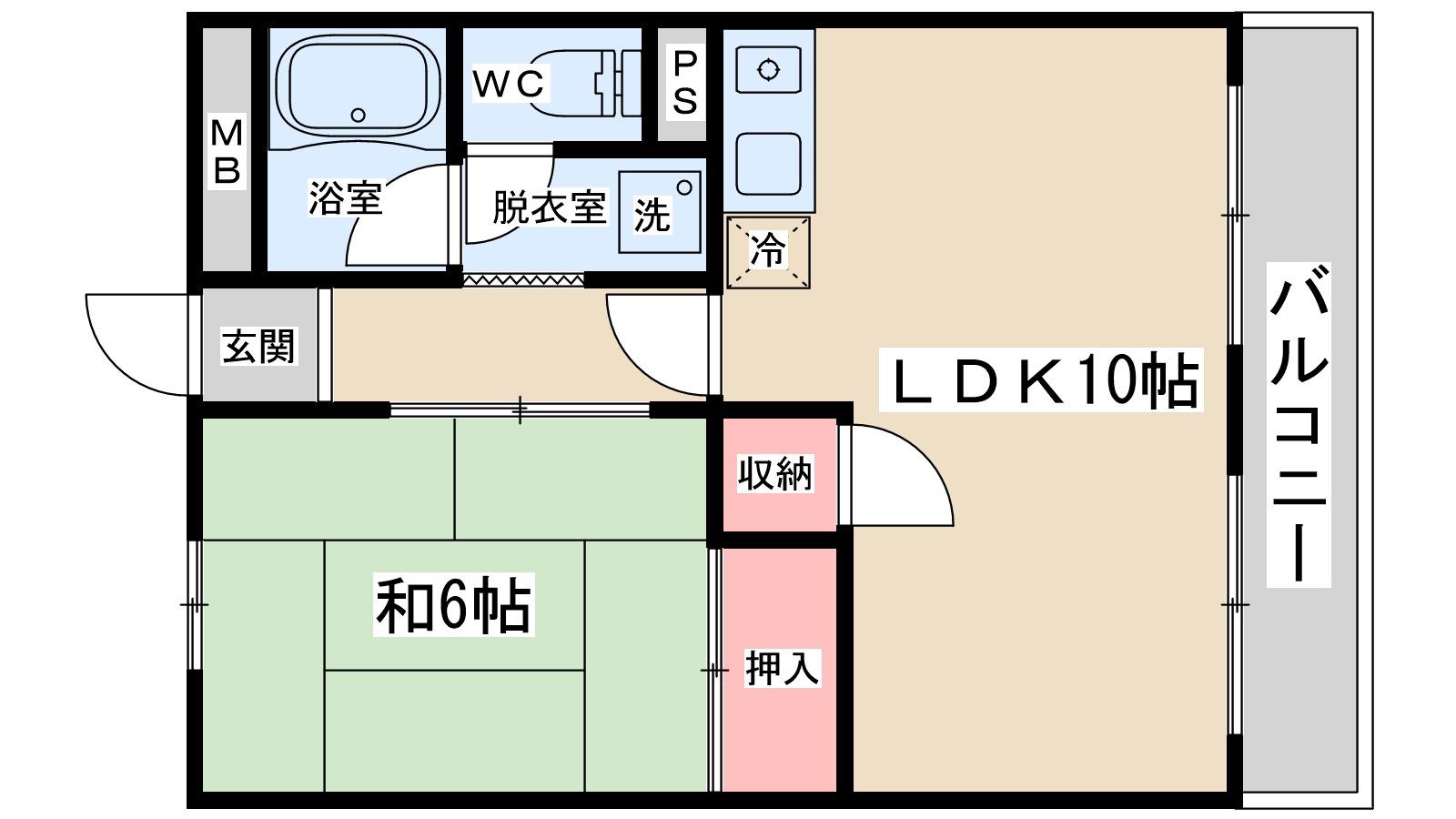 ハイツまさき苑(1LDK/2階)の間取り写真