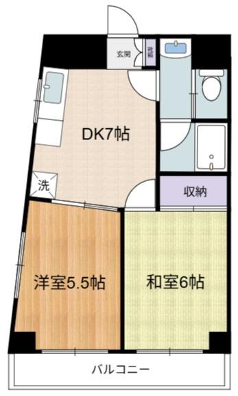 セルーエ三鷹(2DK/5階)の間取り写真