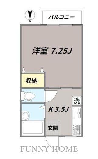 ハイネス世田谷(1K/1階)の間取り写真