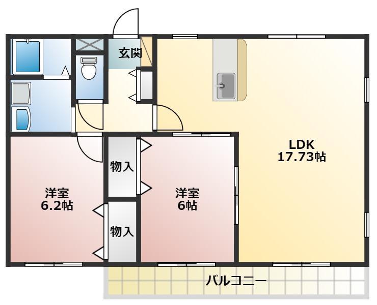 クレール弐番館(2LDK/2階)の間取り写真