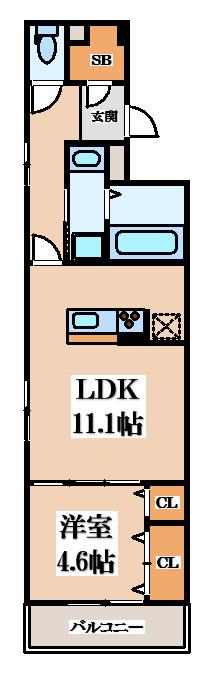 高井田ハイツ(1LDK/2階)の間取り写真