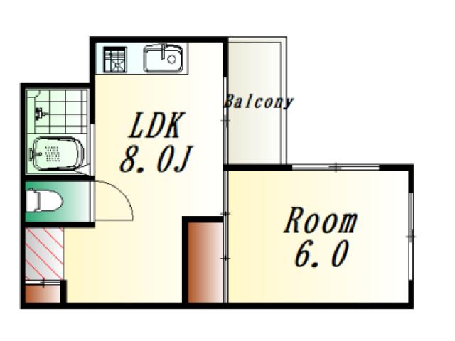 荒谷ビル(1LDK/4階)の間取り写真