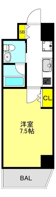 GOTTS大今里(1K/7階)の間取り写真