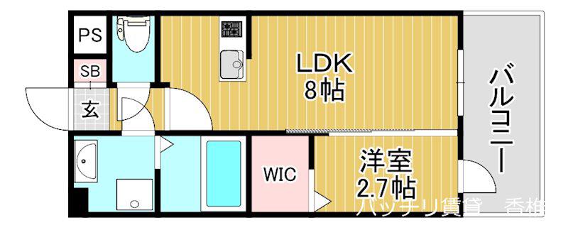 グランフォーレ千早プレミア(1LDK/14階)の間取り写真