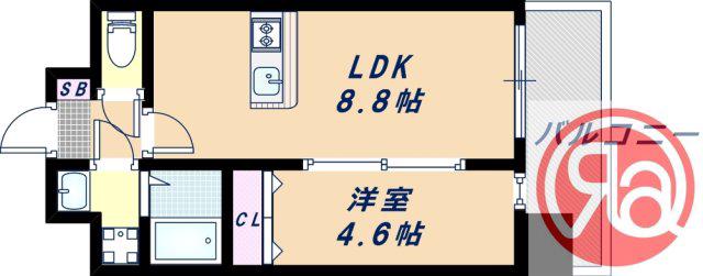 プレミアフェニックス(1LDK/2階)の間取り写真