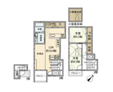 日吉町戸建(2LDK/2階)の間取り写真