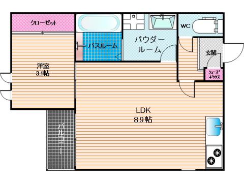 レガレストパークアベニュー春日(1LDK/2階)の間取り写真