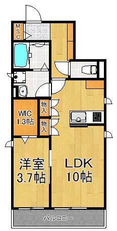 ヘーベルテラス(1LDK/2階)の間取り写真