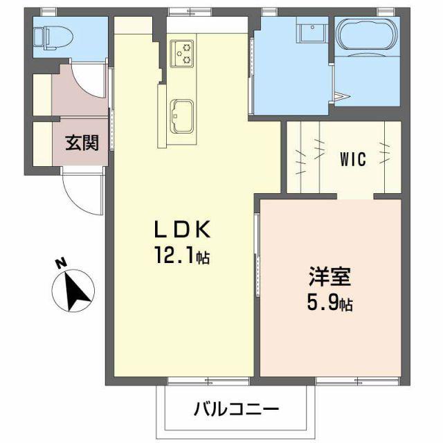 レーベンA(1LDK/2階)の間取り写真