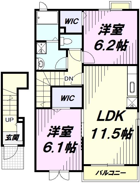 SUNRISE5番館(2LDK/2階)の間取り写真