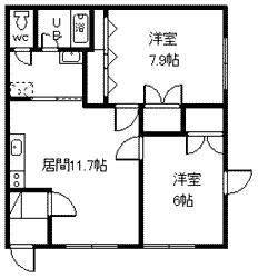 シティー5-2(2LDK/2階)の間取り写真
