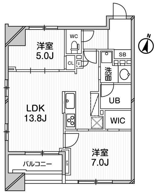 グランパセオ明大前(2LDK/5階)の間取り写真