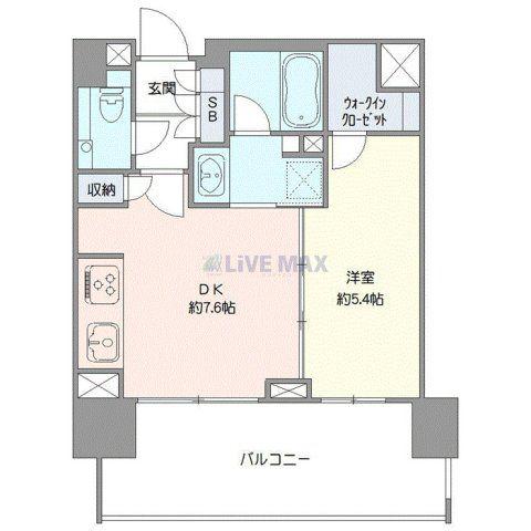 アデニウム東神田(1DK/14階)の間取り写真