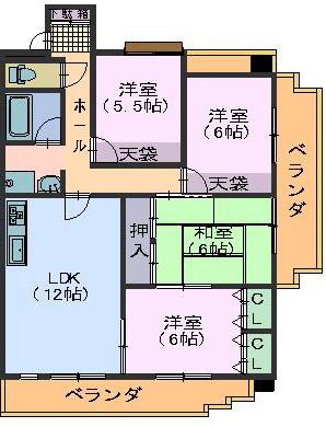 ホーム岩崎台(4LDK/3階)の間取り写真
