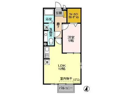 クレールセゾン B(1LDK/2階)の間取り写真