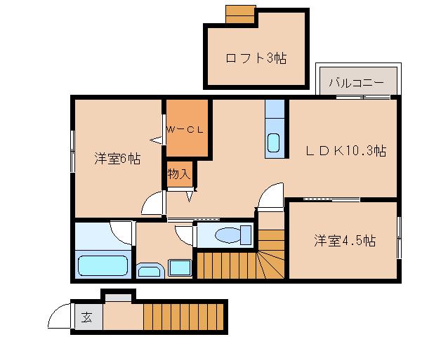 カーサベルデII(2LDK/2階)の間取り写真