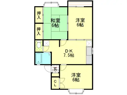 クレールハイツ(3DK/2階)の間取り写真