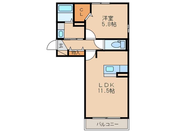 D-ROOM博多麦野壱番館(1LDK/1階)の間取り写真