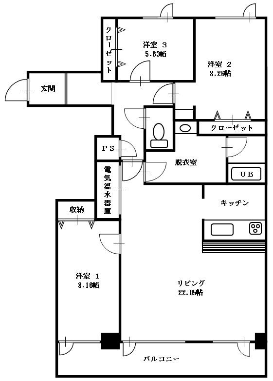 N120(3LDK/7階)の間取り写真