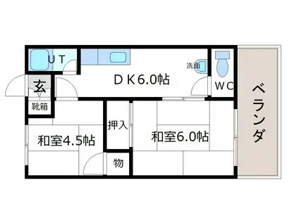 平太ハイツ(2DK/2階)の間取り写真