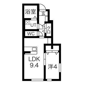 フルールポミエ A(1LDK/1階)の間取り写真