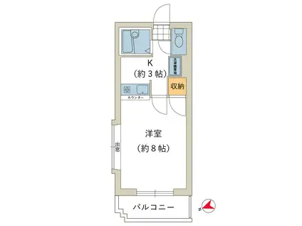 リーベさつま(1K/3階)の間取り写真