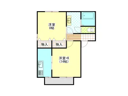 ラ・ロッシェルナガタ(2K/2階)の間取り写真