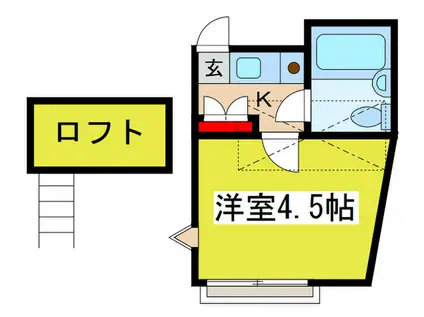 シャトー1号館(1K/1階)の間取り写真