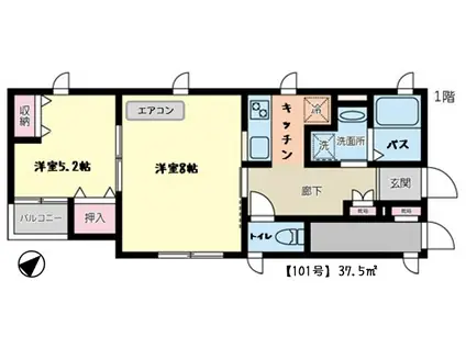 美山荘(1LDK/1階)の間取り写真