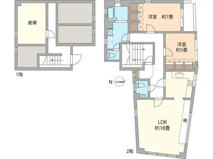 ガーデンヴィラ駒沢(2LDK/2階)の間取り写真