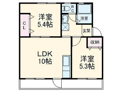 グリュック牧野(2LDK/2階)の間取り写真