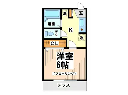 カルム下高井戸(1K/2階)の間取り写真