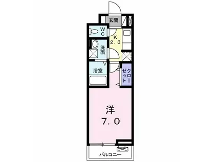 西武拝島線 武蔵砂川駅 徒歩34分 3階建 築8年(1K/3階)の間取り写真