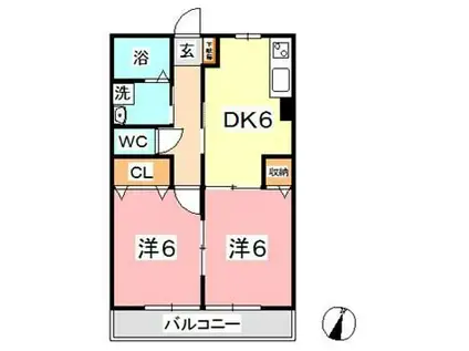 コンコード中帯江(2DK/1階)の間取り写真