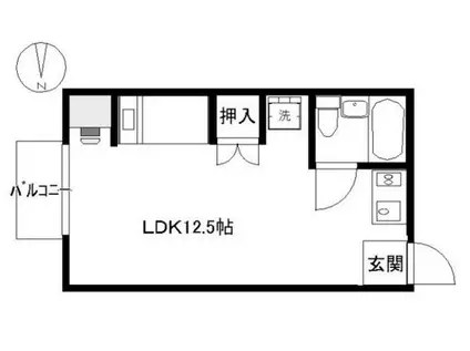 ファミーユK・B(ワンルーム/2階)の間取り写真