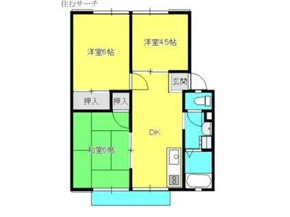 サンシティドリーム A棟(3DK/1階)の間取り写真