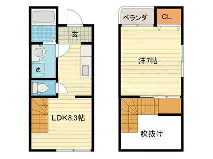 ステンドハウスA棟(1SDK/1階)の間取り写真