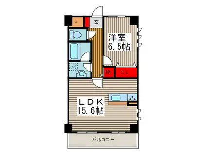 鳩ヶ谷ヤマト第1ビル(1LDK/4階)の間取り写真