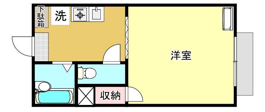 ふじハイツ5(1K/1階)の間取り写真