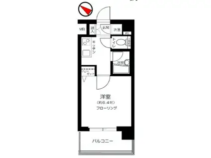 パレステュディオ芝浦TOKYOBAY(1K/2階)の間取り写真